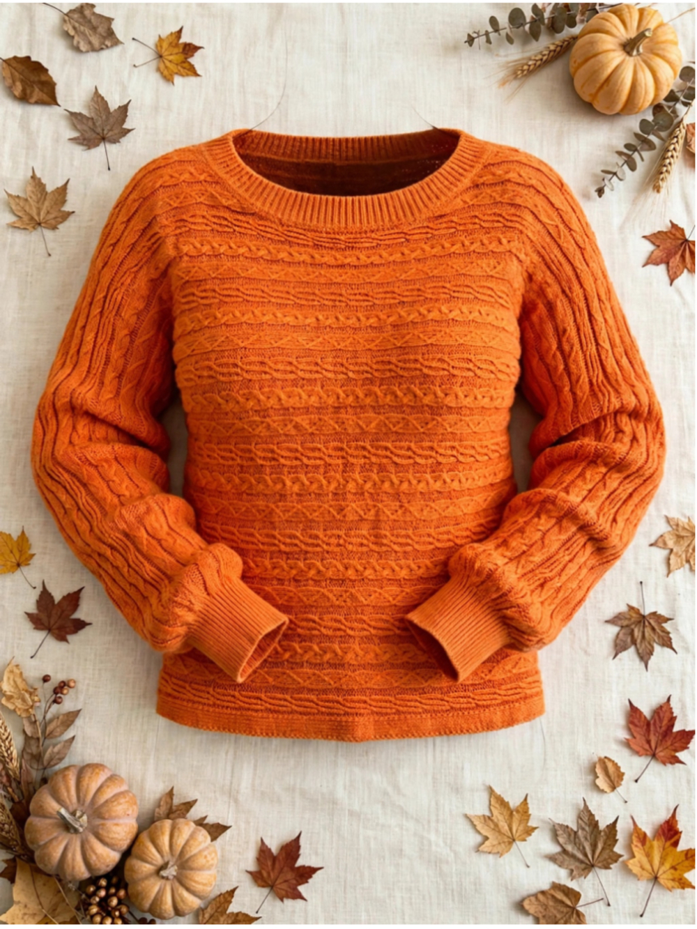 Women's Chaps Cable Knit Crew Neck Sweater, Orange